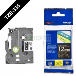 TZe-335 Cinta Brother Texto Negro sobre Blanco 12 mm. x8 mt.