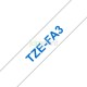 TZe-FA3 Cinta textil Brother Texo Azul sobre Blanco 12 mm x 3 mt.