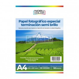 Papel Foto Semi Glossy Nobucolor A4 - 185 gr. - 50 hojas