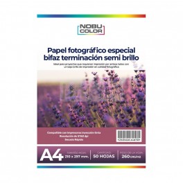 Papel Foto SemiGlossy Bifaz Nobucolor A4 - 260 gr. - 50 hojas