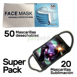 Pack 10 Mascarillas para sublimación - segunda capa