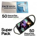 Pack 50 mascarillas sublimación + caja 50 mascarillas desechables Face Mask