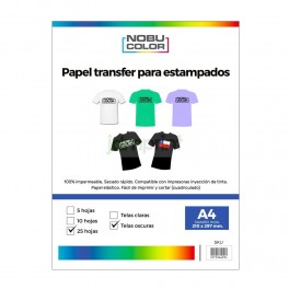 Papel transfer telas oscuras A4 - 25 hojas - Grupo Comercial JDM Ltda.