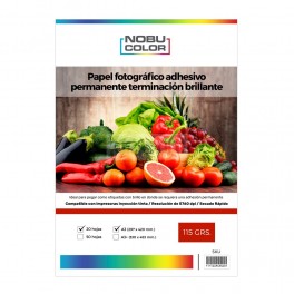 Papel foto glossy adhesivo permanente Nobucolor A4 115 gr. 20 hojas