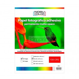 Papel foto glossy adhesivo permanente Nobucolor A4 135 gr. 20 hojas