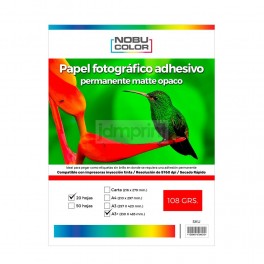 Papel foto glossy adhesivo permanente Nobucolor A3+ 135 gr. 20 hojas