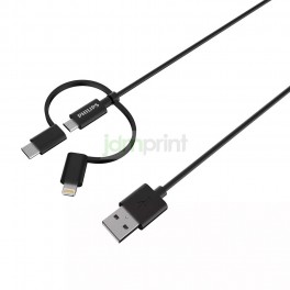 Cable Philips 3 en 1 MicroUSB / Ligthting / USB-C