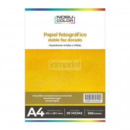 Papel Fotográfico Doble Faz Dorado A4 20 Hojas 260 Gr.