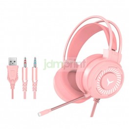 Audífonos Gamer con micrófono Headset 3.5 mm - Rosado