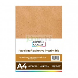 Papel Kraft adhesivo imprimible A4 120 gr. 50 hojas